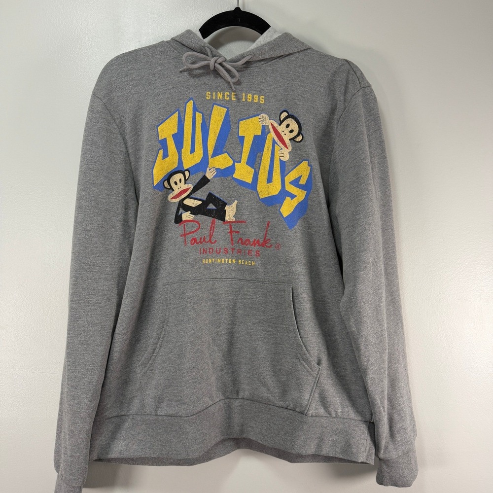 Old Navy Paul Frank Julius Monkey Hoodie Gray Graphic Sweatshirt Large Women